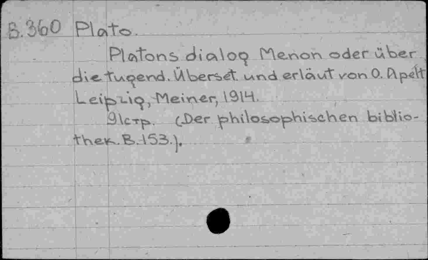 ﻿S.%0 Plato.
Platons Jic*\oo ГЛе-ооо oder üoer dv-e.'tAAC^e.Yvi. (Àksevsét. слг\<А егХсчклТ /on О. P\p«Vt Leiip>i.\<^74^emer, lô\4.
0\стр>. (JÙer ^W\oboipVVvbC.Y\evi biblvo-AV\ej^B>.A52>.y	•